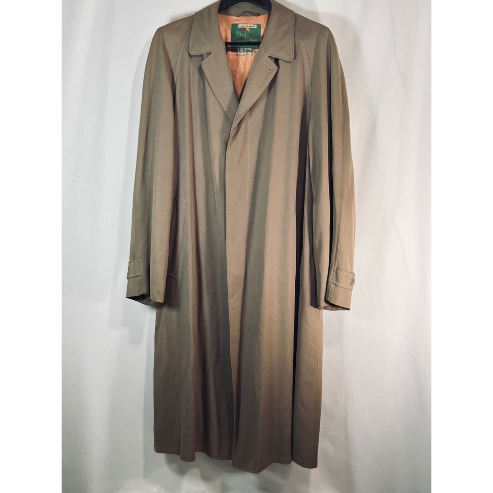 Vintage Rainfair 1960's Tan Rain 48 Long Topcoat Milium Insulated Trench Coat
